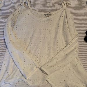 Cream tied cold shoulder sweater